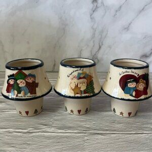 New Crazy Mountain Holiday Candle Votive Holders Snowman Winter Theme Set of 3